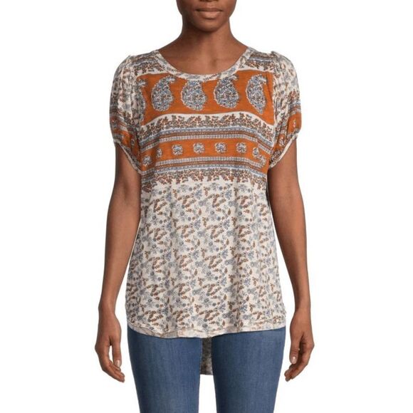 Free People Paisley and Floral Top in Ivory Combo size Large - Picture 1 of 9